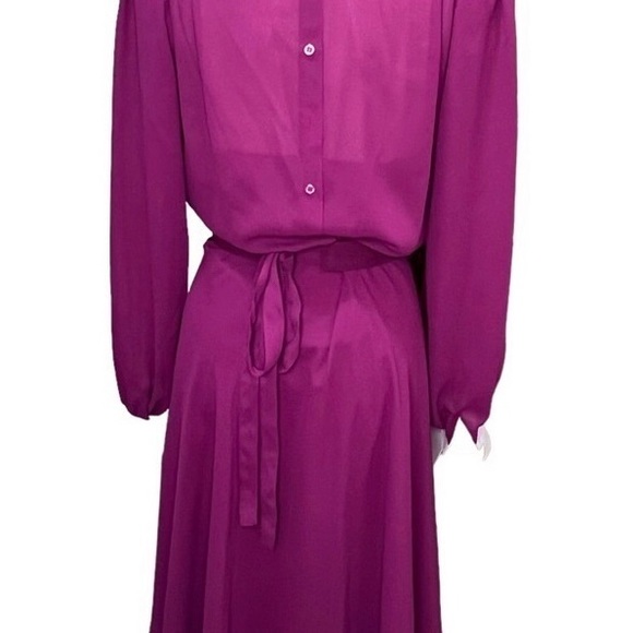 Vintage 1970’s. Rouie. Classic Flared Hot Pink Midi Dress. US14. - Picture 2 of 11